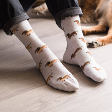 Load image into Gallery viewer, Women's Socks | Wiener Dog Hot Dog | Mismatched Socks: Women’s 5 – 10