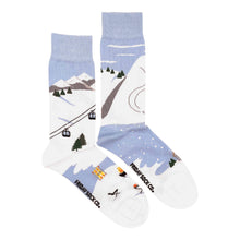 Load image into Gallery viewer, Fun Men's Socks | Ski Scene | Mismatched | Premium Cotton: Men's 7 - 12