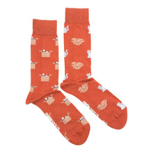 Load image into Gallery viewer, Orange Cat & Box Socks | Unisex | Mismatched Socks