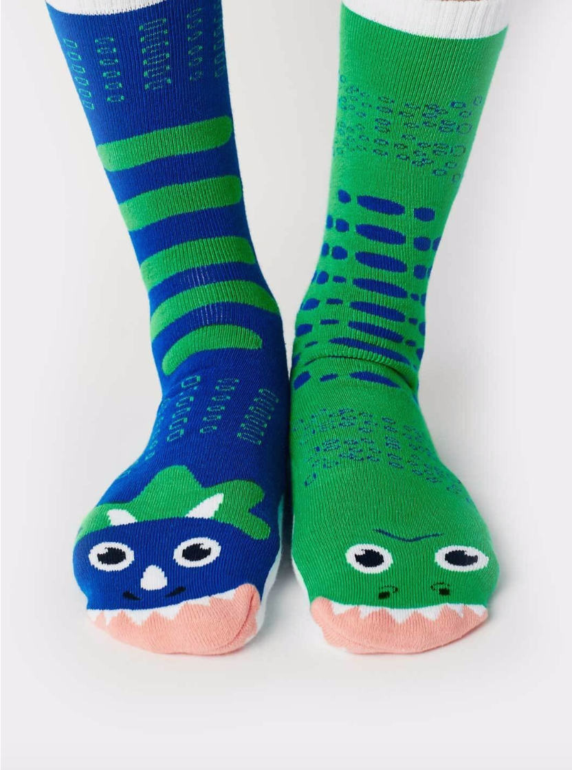 T-Rex and Triceratops | Adult Socks| Fun Mismatched Socks